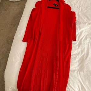 Lulu’s long red cardigan